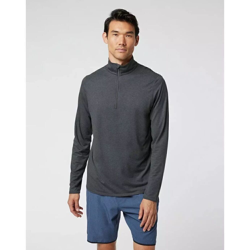 NWOT Mens Vuori Ease Performance Half Zip Performance Pullover Slim Charcoal S